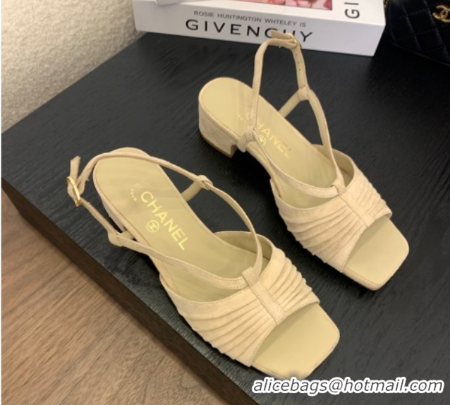 Good Product Chanel Suede Sandals 3cm with CC Beige 2025 G46329