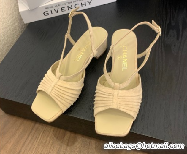 Good Product Chanel Suede Sandals 3cm with CC Beige 2025 G46329