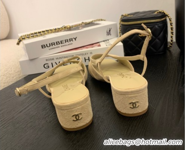 Good Product Chanel Suede Sandals 3cm with CC Beige 2025 G46329