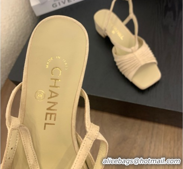 Good Product Chanel Suede Sandals 3cm with CC Beige 2025 G46329