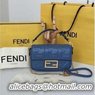 Buy Cheapest Fendi Baguette Mini Nappa Leather Bag 0135S Dark Blue 2025
