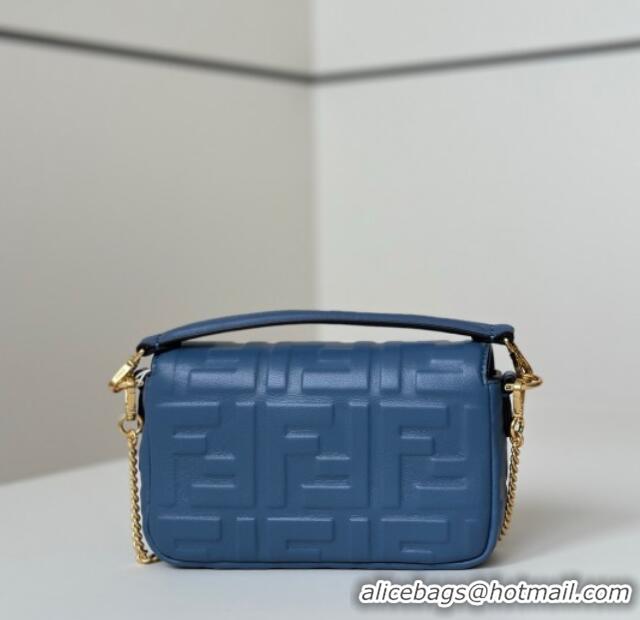 Buy Cheapest Fendi Baguette Mini Nappa Leather Bag 0135S Dark Blue 2025