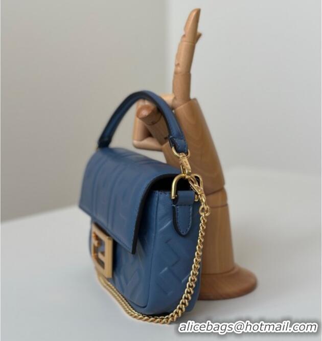 Buy Cheapest Fendi Baguette Mini Nappa Leather Bag 0135S Dark Blue 2025