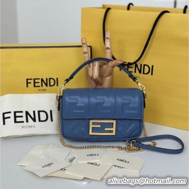 Buy Cheapest Fendi Baguette Mini Nappa Leather Bag 0135S Dark Blue 2025