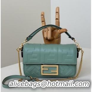 Top Design Fendi Baguette Mini Nappa Leather Bag 0135S Green 2025