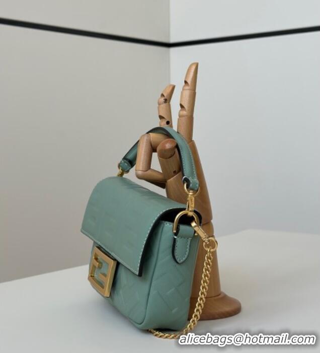 Top Design Fendi Baguette Mini Nappa Leather Bag 0135S Green 2025