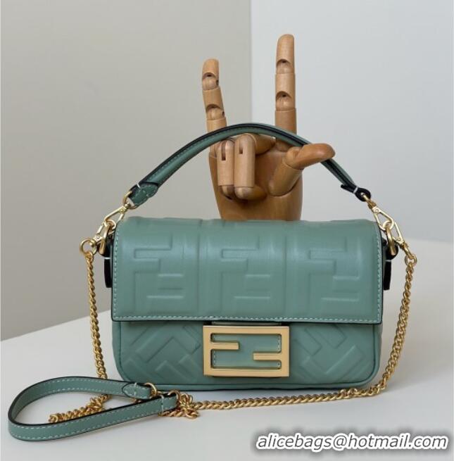 Top Design Fendi Baguette Mini Nappa Leather Bag 0135S Green 2025
