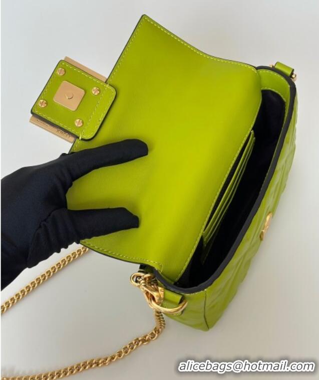 Good Quality Fendi Baguette Mini Nappa Leather Bag 0135S Acid Green 2025