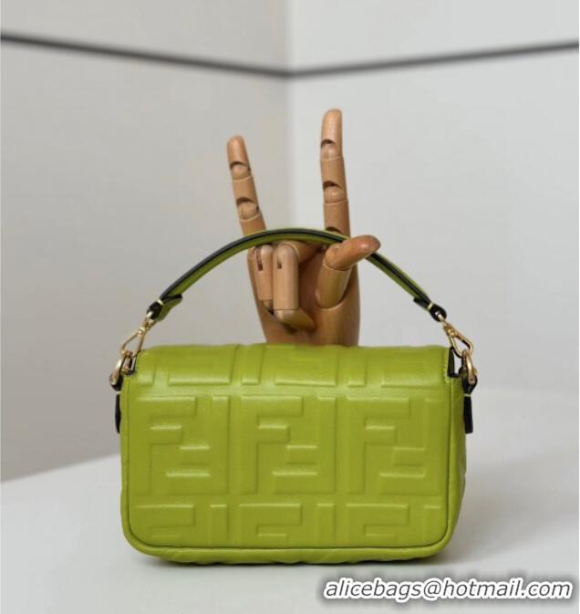 Good Quality Fendi Baguette Mini Nappa Leather Bag 0135S Acid Green 2025