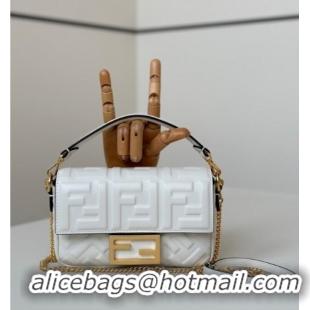 Buy Cheap Fendi Baguette Mini Nappa Leather Bag 0135S White/Gold 2025
