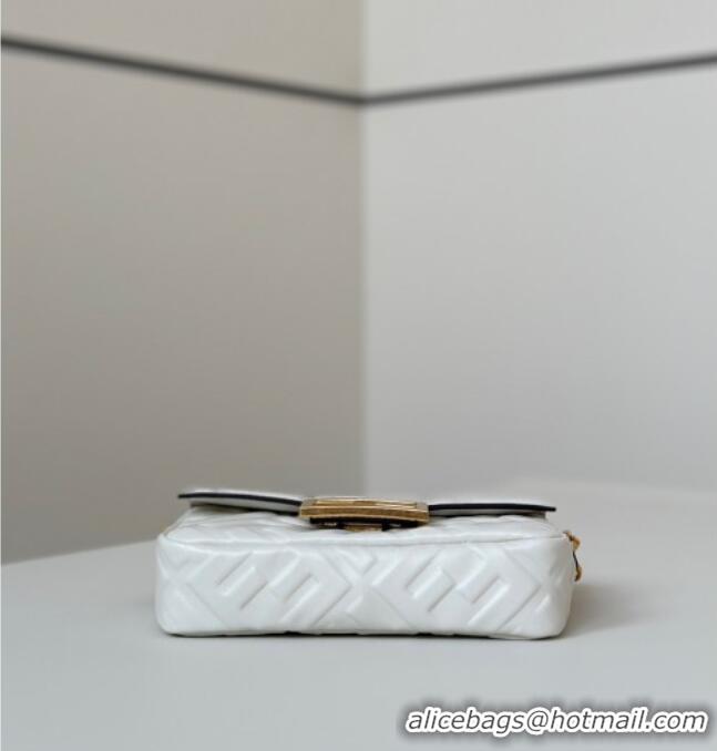 Buy Cheap Fendi Baguette Mini Nappa Leather Bag 0135S White/Gold 2025