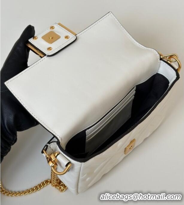 Buy Cheap Fendi Baguette Mini Nappa Leather Bag 0135S White/Gold 2025