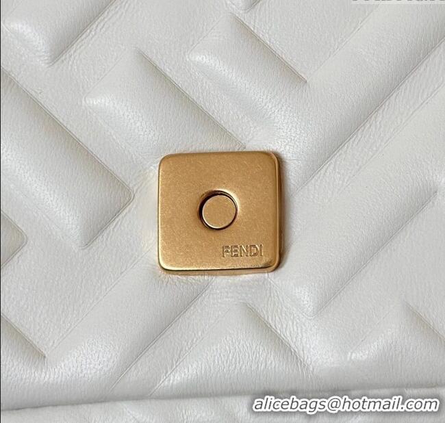 Buy Cheap Fendi Baguette Mini Nappa Leather Bag 0135S White/Gold 2025