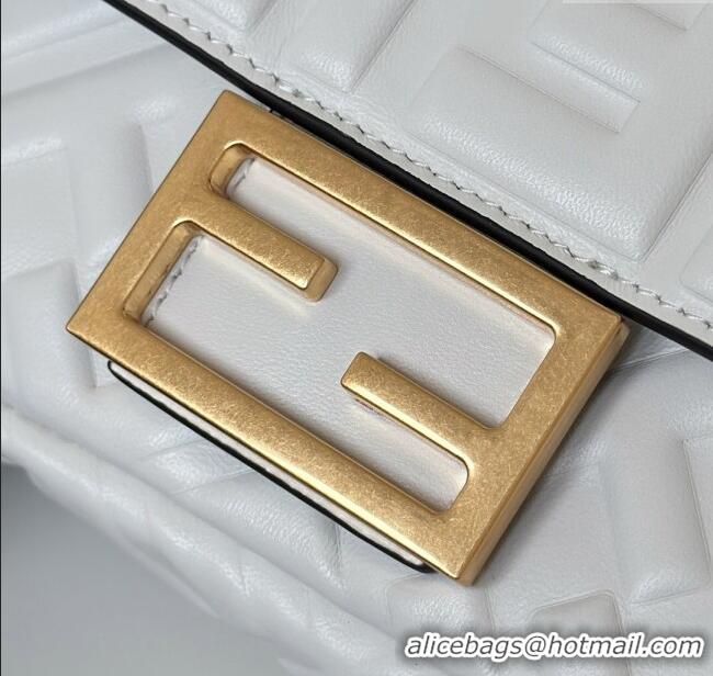 Buy Cheap Fendi Baguette Mini Nappa Leather Bag 0135S White/Gold 2025