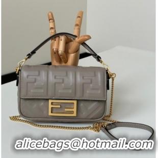 Shop Cheap Fendi Baguette Mini Nappa Leather Bag 0135S Grey 2025