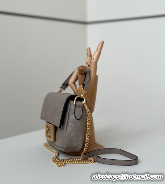 Shop Cheap Fendi Baguette Mini Nappa Leather Bag 0135S Grey 2025