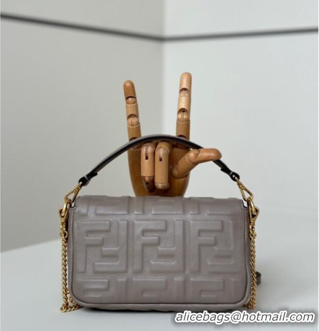 Shop Cheap Fendi Baguette Mini Nappa Leather Bag 0135S Grey 2025