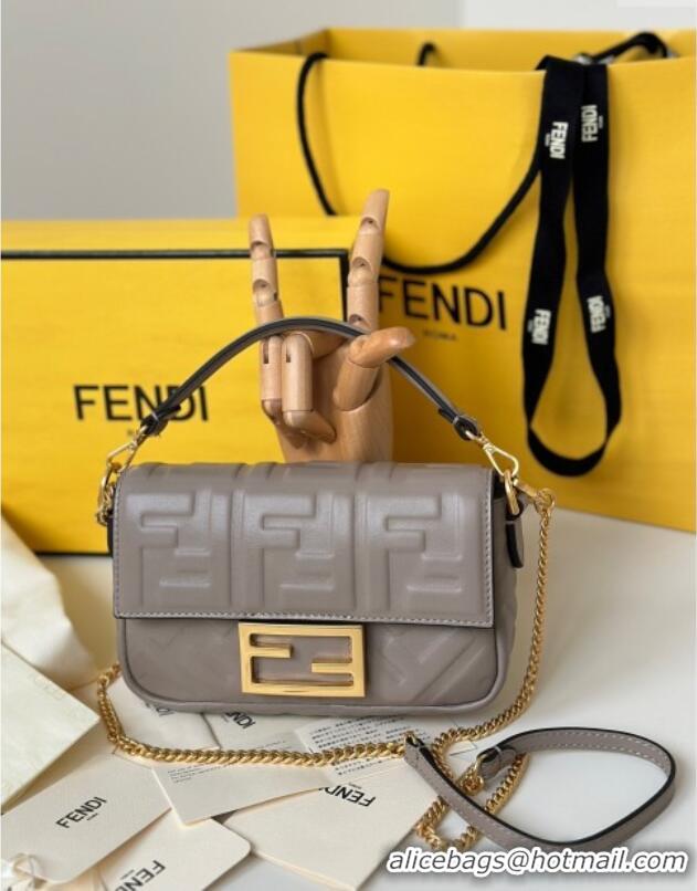 Shop Cheap Fendi Baguette Mini Nappa Leather Bag 0135S Grey 2025