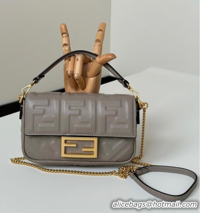 Shop Cheap Fendi Baguette Mini Nappa Leather Bag 0135S Grey 2025