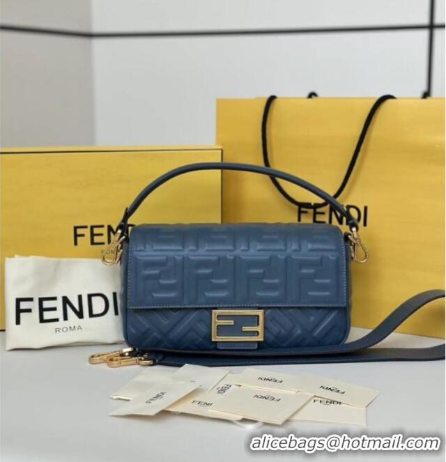 Promotional Fendi Baguette Medium Nappa Leather Bag 0135M Dark Blue 2025