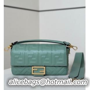 Top Grade Fendi Baguette Medium Nappa Leather Bag 0135M Green 2025