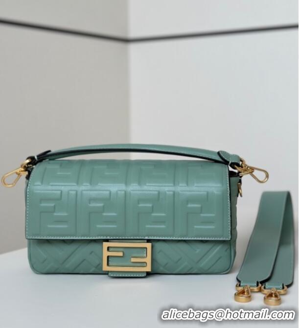 Top Grade Fendi Baguette Medium Nappa Leather Bag 0135M Green 2025