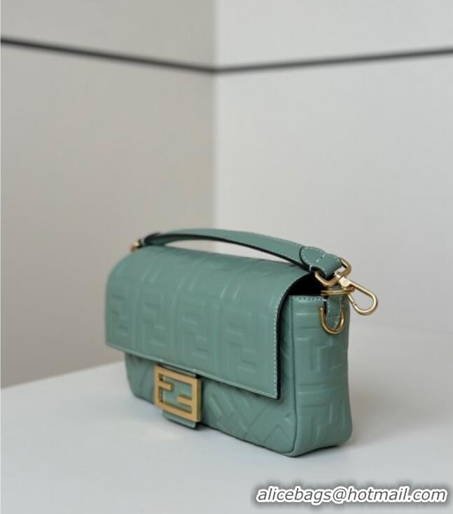 Top Grade Fendi Baguette Medium Nappa Leather Bag 0135M Green 2025