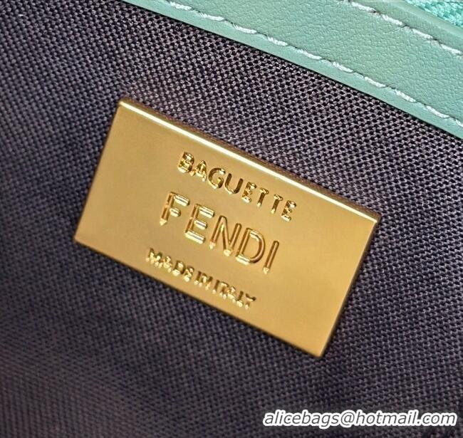 Top Grade Fendi Baguette Medium Nappa Leather Bag 0135M Green 2025