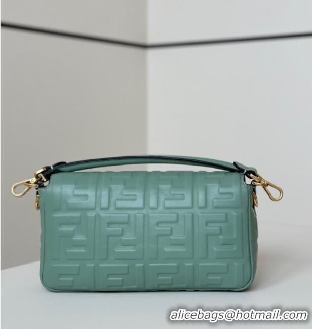 Top Grade Fendi Baguette Medium Nappa Leather Bag 0135M Green 2025