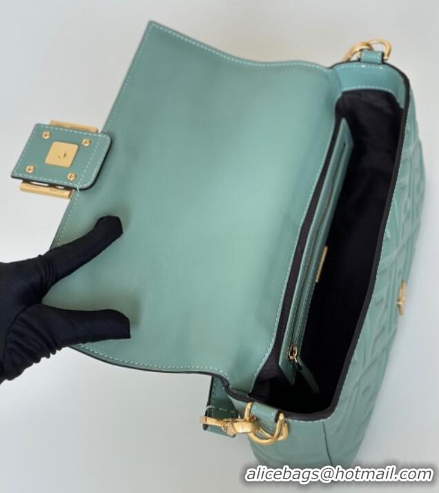 Top Grade Fendi Baguette Medium Nappa Leather Bag 0135M Green 2025