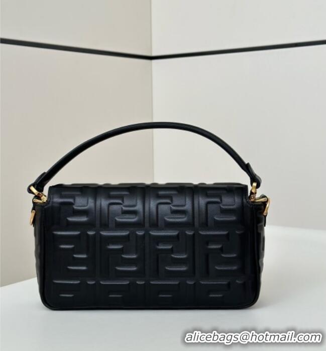 Well Crafted Fendi Baguette Medium Nappa Leather Bag 0135M Black/Gold 2025