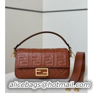 New Fashion Fendi Baguette Medium Nappa Leather Bag 0135M Brown 2025