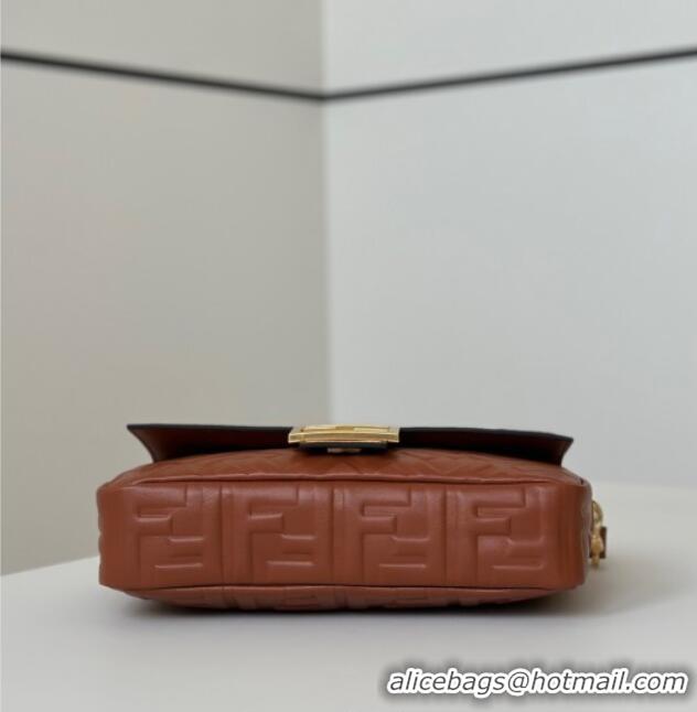 New Fashion Fendi Baguette Medium Nappa Leather Bag 0135M Brown 2025