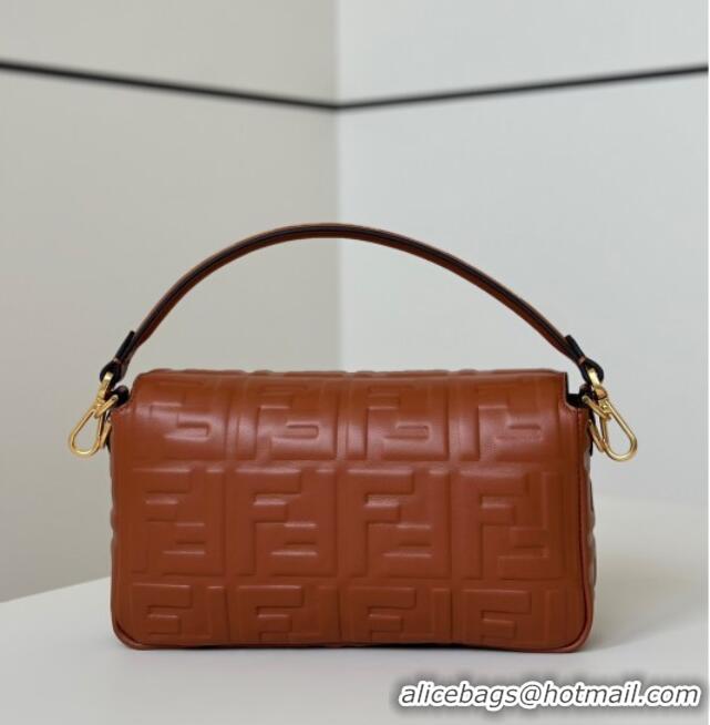 New Fashion Fendi Baguette Medium Nappa Leather Bag 0135M Brown 2025