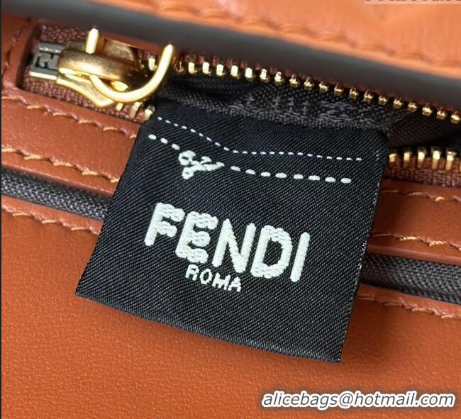 New Fashion Fendi Baguette Medium Nappa Leather Bag 0135M Brown 2025