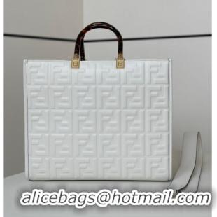 Fashion Discount Fendi Sunshine Shopper Medium Bag in FF Leather 8597L White 2025
