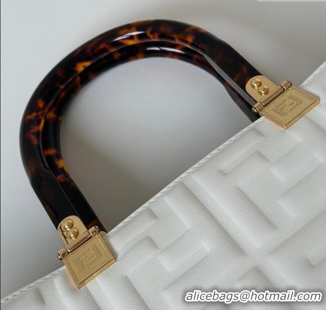 Fashion Discount Fendi Sunshine Shopper Medium Bag in FF Leather 8597L White 2025