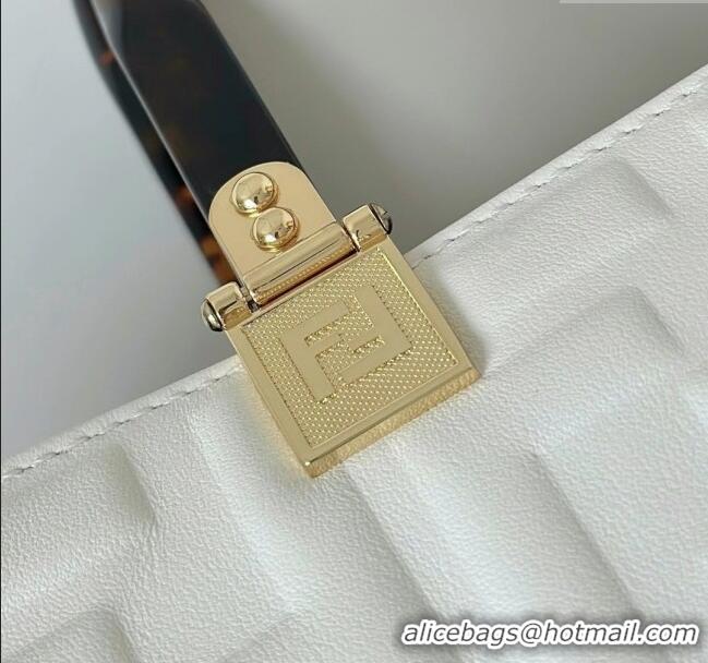 Fashion Discount Fendi Sunshine Shopper Medium Bag in FF Leather 8597L White 2025