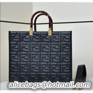 Grade Design Fendi Sunshine Shopper Medium Bag in FF Leather 8597L Black 2025