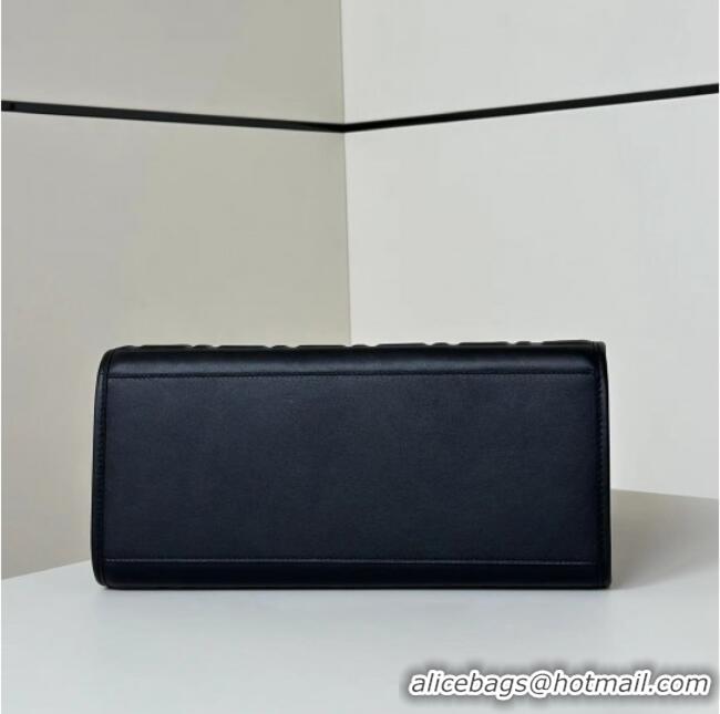 Grade Design Fendi Sunshine Shopper Medium Bag in FF Leather 8597L Black 2025