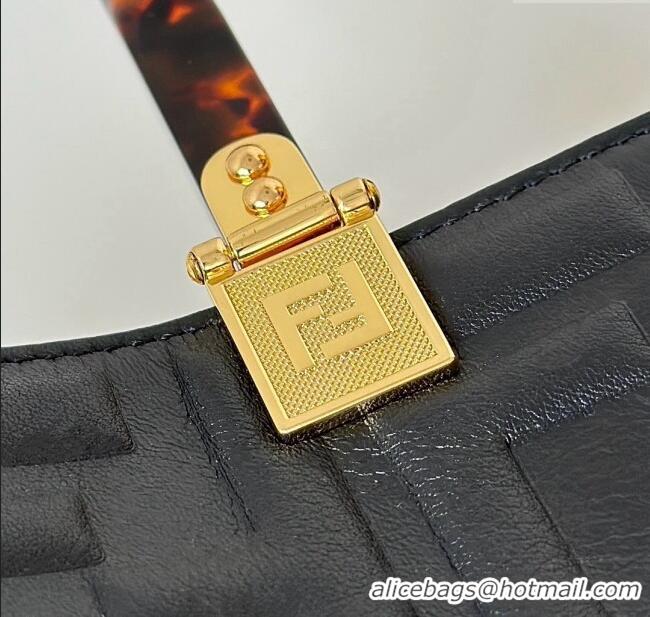 Grade Design Fendi Sunshine Shopper Medium Bag in FF Leather 8597L Black 2025
