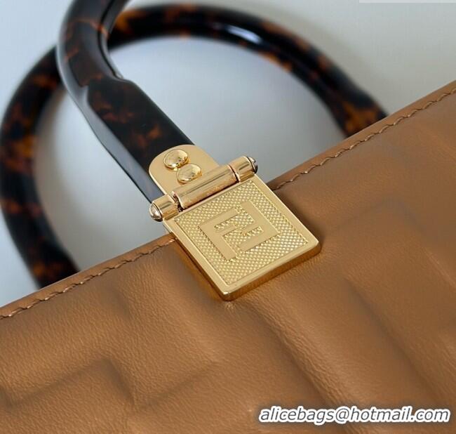 Top Quality Fendi Sunshine Shopper Medium Bag in FF Leather 8597L Brown 2025