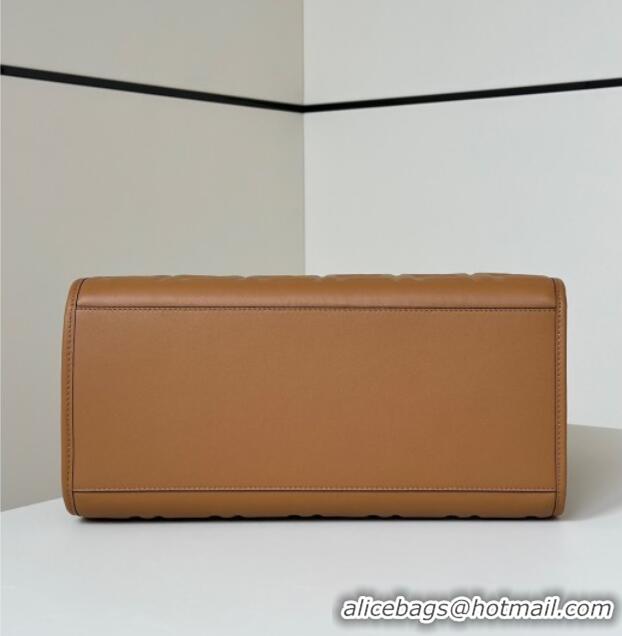 Top Quality Fendi Sunshine Shopper Medium Bag in FF Leather 8597L Brown 2025