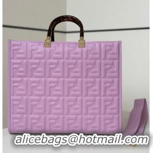 Best Quality Fendi Sunshine Shopper Medium Bag in FF Leather 8597L Purple 2025