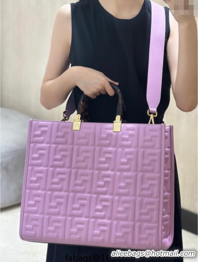 Best Quality Fendi Sunshine Shopper Medium Bag in FF Leather 8597L Purple 2025