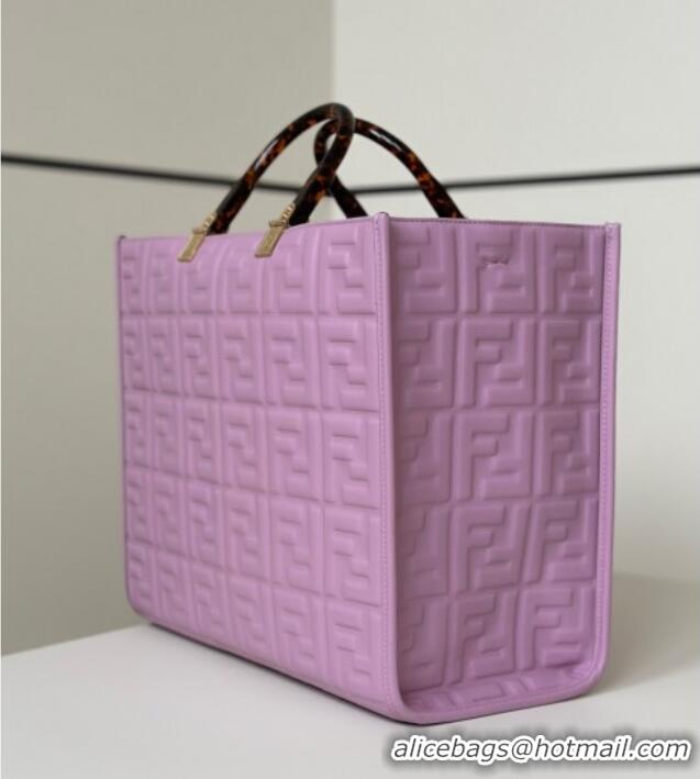 Best Quality Fendi Sunshine Shopper Medium Bag in FF Leather 8597L Purple 2025