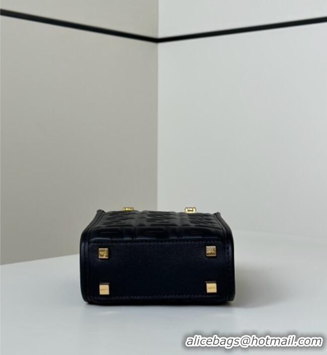 Well Crafted Fendi Mini Sunshine Shopper Bag in FF Leather 8597S Black 2025