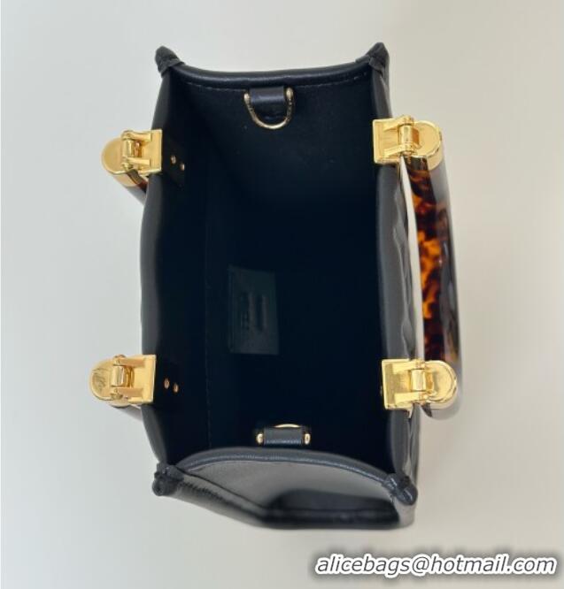 Well Crafted Fendi Mini Sunshine Shopper Bag in FF Leather 8597S Black 2025