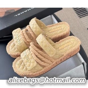 Duplicate Chanel Quilted Calfskin & Cord Slides Sandal Beige 2025 CH061013