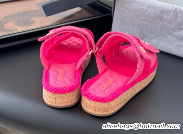 Unique Discount Chanel Quilted Calfskin & Cord Slides Sandal Pink 2025 CH061013